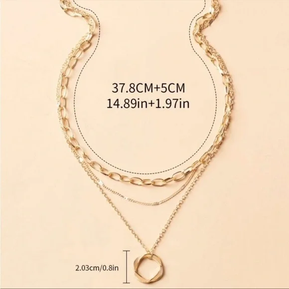 GOLD Layered Necklace Set of 3 - Picture 3 of 4